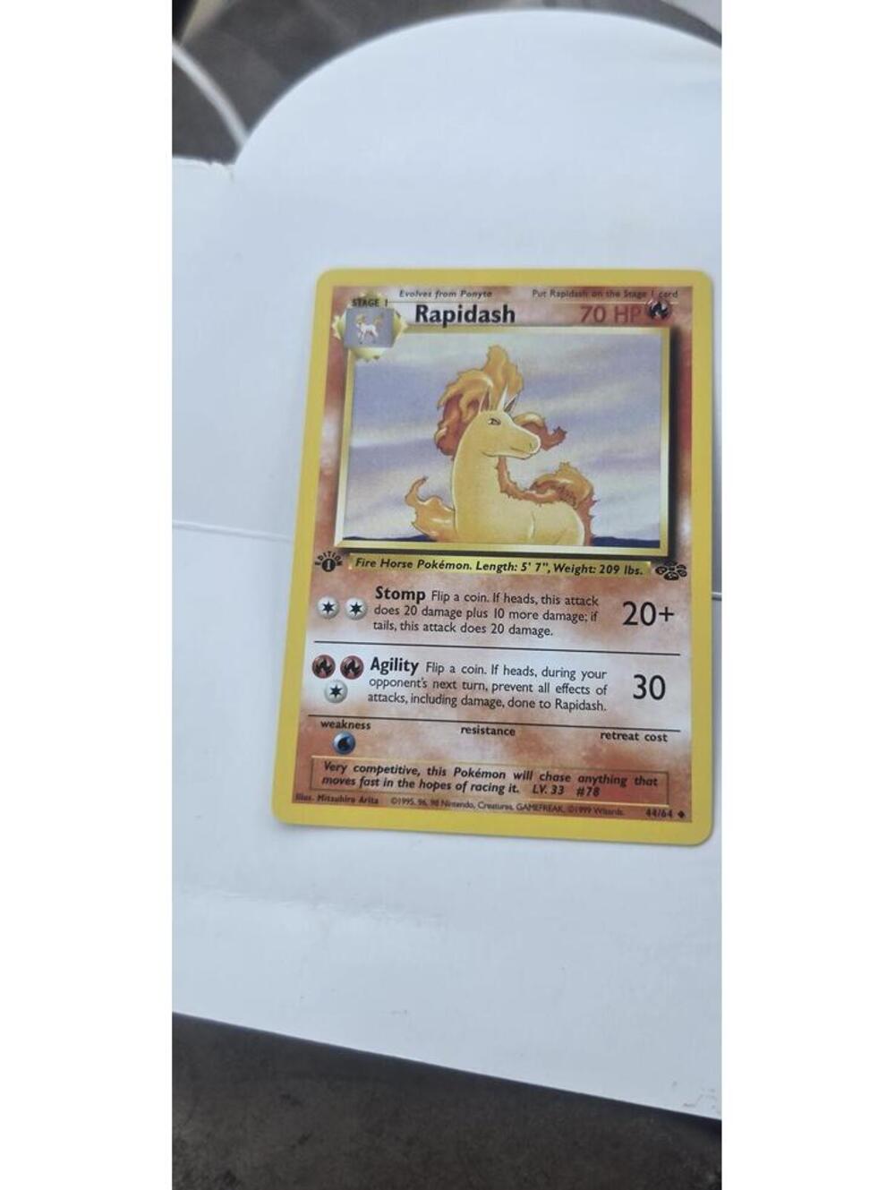 Rapidash Pokemon Trading Card 1st Edition